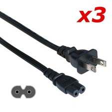 3 Pack - 3ft Two Prong AC Power Cord Cable NEMA 1-15P C7 for Laptop PS3 PS4 DVR