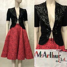 Vintage 1950s Ladies MCARTHUR LTD Pink Circle Skirt Patterned Pocket Swing Dance