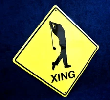 GOLFER Xing - *US MADE* Embossed Metal Sign - Yard Man Cave Garage Bar Pub Décor