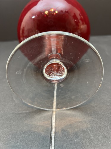 Empoli Ruby Candy Apple Red Glass Vase Diamond Optic 11" MCM Italy W/label - Picture 5 of 5