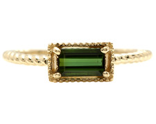 Lovely Natural Green Tourmaline 14K Solid Yellow Gold Ring