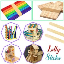 Colored Natural Ice Lolly Lollipop Sticks Wooden Model Crafts Stick Model Making