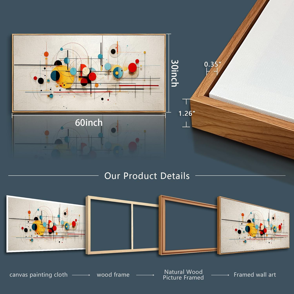 Wall Art for Living Room Large Wood Framed Wall Decorations for Bedroom