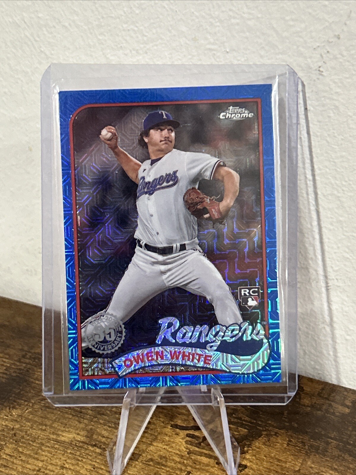 2024 Topps Series 1 Owen White RC Silver Pack Blue Mojo /150 Rookie Texas