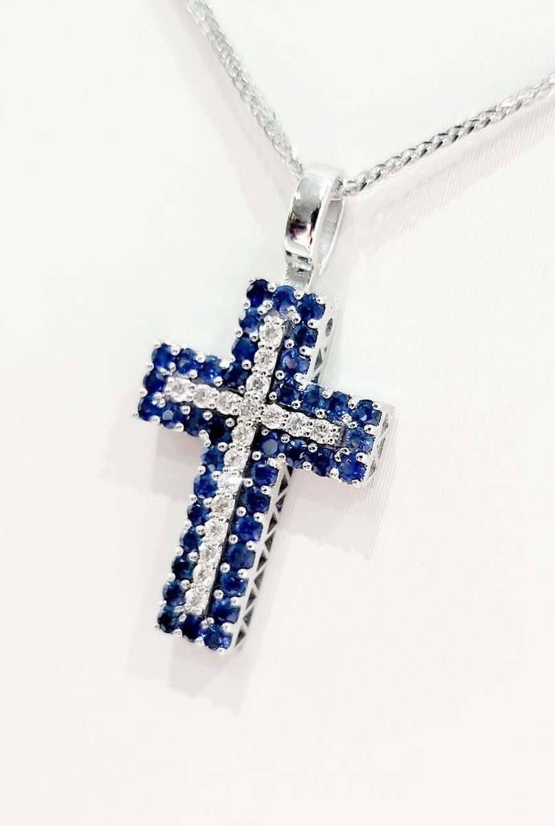 Collana Girocollo Con Ciondolo Croce In Cristallo Blu – Gioiello Vintage Punk Scintillante Per Donna - 3