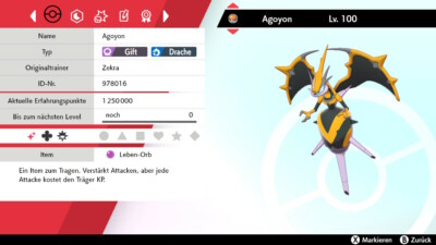 Agoyon Shiny | LVL 100 | Legal + Onlinefähig | Pokemon Schwert & Schild