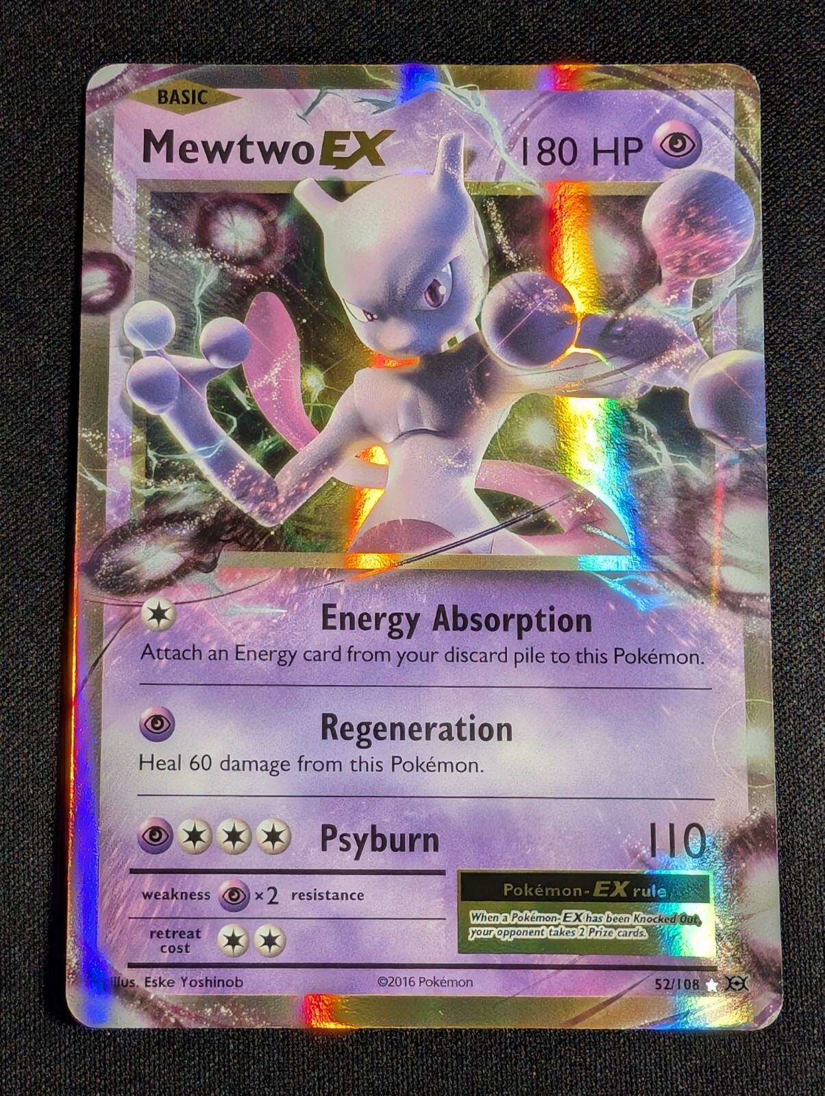 Pokemon Mewtwo EX 52/108 Ultra Rare XY Evolutions NM