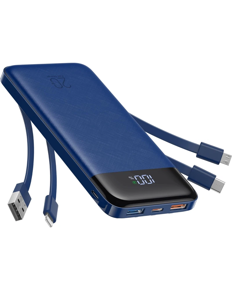 Power Bank 20000mah 20w Fast Charging Portable Charger With Builtin Cables Usb C