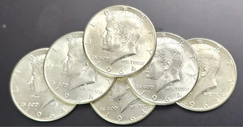 1964 KENNEDY SILVER HALF DOLLARS (90%) - Lot Of 6 (Mostly BU or AU)
