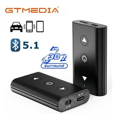 Bluetooth 5.1 Transmitter Receiver 3.5mm AUX Audio Adapter for Stereo Headphones