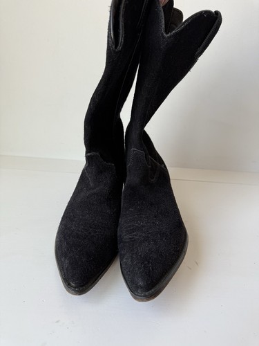 Vintage schwarz Leder Code West Western Cowboy Cowgirl Stiefel Damen 6,5 Wildleder - Bild 2 von 7