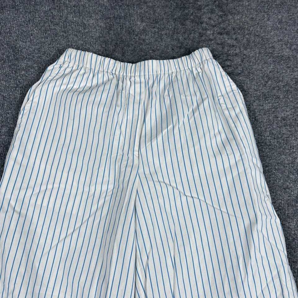 Pantalones Babaton Aritzia Mujer Pequeños Blanco Azul Rayas Pierna Ancha Elásticos 125729 Foto 4 de 4