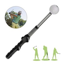Retractable Golf Swing Aid w/Rhythm Click Sound Golf Grip Trainer Speed Training