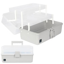 3-Layers Plastic Portable Storage Box,Household Plastic Craft Supply Box with...