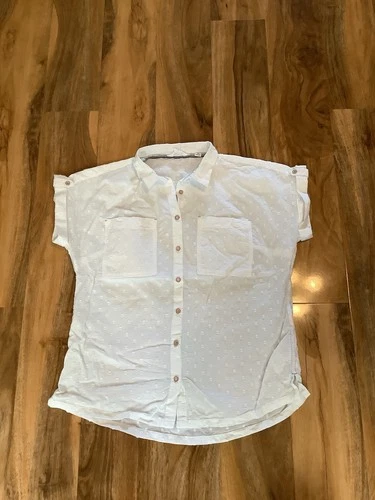 White Stuff Size 10 White Spot Design Button Up Top