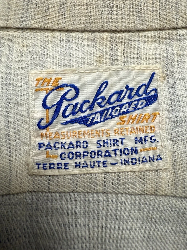 30s Vintage Packard Tailored Shirt Men’s Large Heather Atomic Fleck Gusset Rare - Image 4 of 4