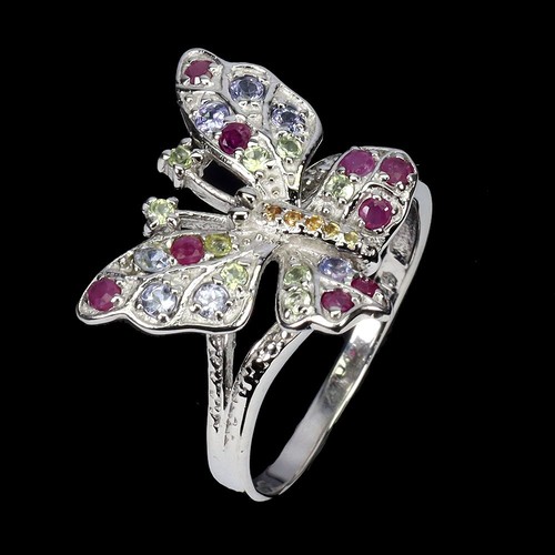 Summer 925 Sterling Silver Ring Oval Ruby Peridot Sapphire Tanzanite Gemstone 9 - Picture 2 of 14