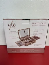 Glo Tech Beauty Case with LED Mirror Pink New in Box 5x Magnification