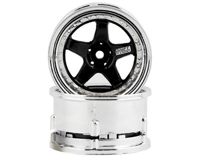 DS Racing Drift Element 5 Spoke Drift Wheels (Black & Chrome) (2) [DSC-DE-012]