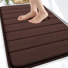 OLANLY Memory Foam Bath Mat 32x20, Super Soft Absorbent 32" X 20", Brown