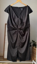 NWT Women's TADASHI SHOJI Collection Too Black Satin Ruched Dress Size 18Q 18
