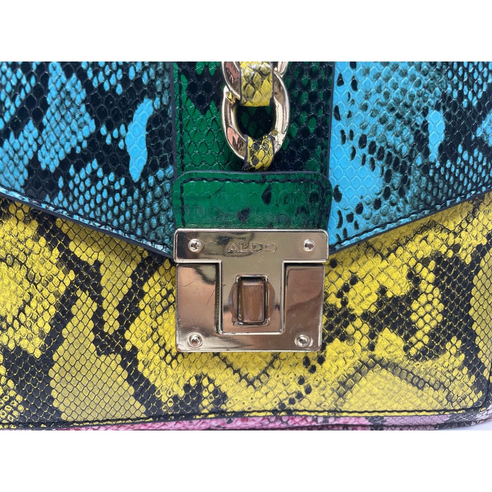 Aldo Glendaa Patchwork Snakeskin Print Handbag Cr… - image 9