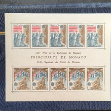 Monaco bloc-feuillet Histoire de Monaco 1297/1641 10 timbres non oblitéré