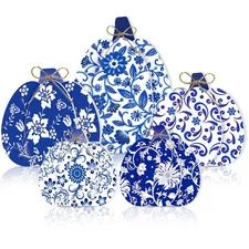5 Pcs Blue and White Porcelain Pumpkin Decor Chinoiserie Porcelain Fall