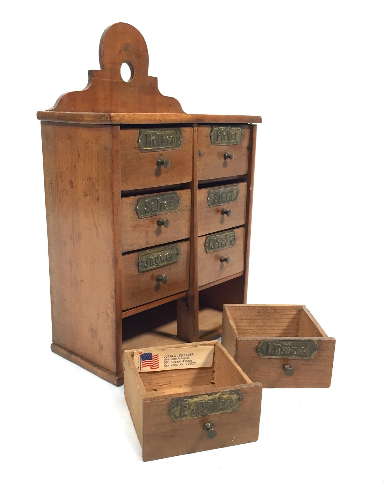 Antique Wooden Tabletop / Wall Hanging German Spice Box Drawers Storage Rack
Opens in a new window o