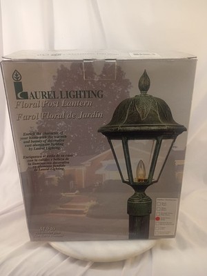 Vintage Laurel Lighting Floral Post Lantern Verde Green 19.5X 10.5 For 3'' Post