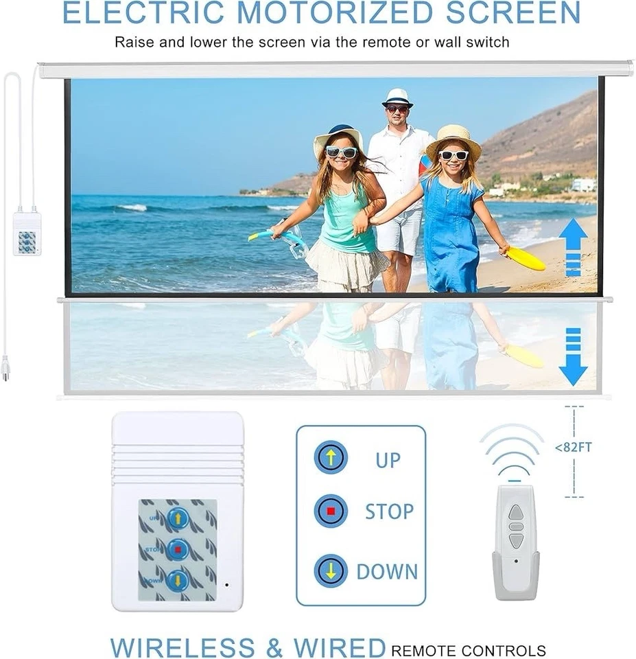 120" Motorized Projector Screen Electric Diagonal Automatic Projection 4:3 HD - Image 3 of 4