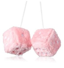 1 Pairs Pink Dice for Car, Pink Fuzzy Dice for Car Retro 3 Inch Light Pinks
