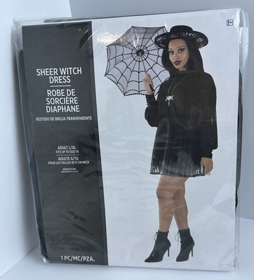Black Sheer Witch Dress Womens Size L/XL Size 16 Vampire Goth Halloween Costume