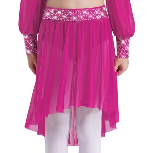 Kids Girls Dress Tango Dancewear Salsa Skirt Competition Contemporary Chiffon - Picture 17 of 49