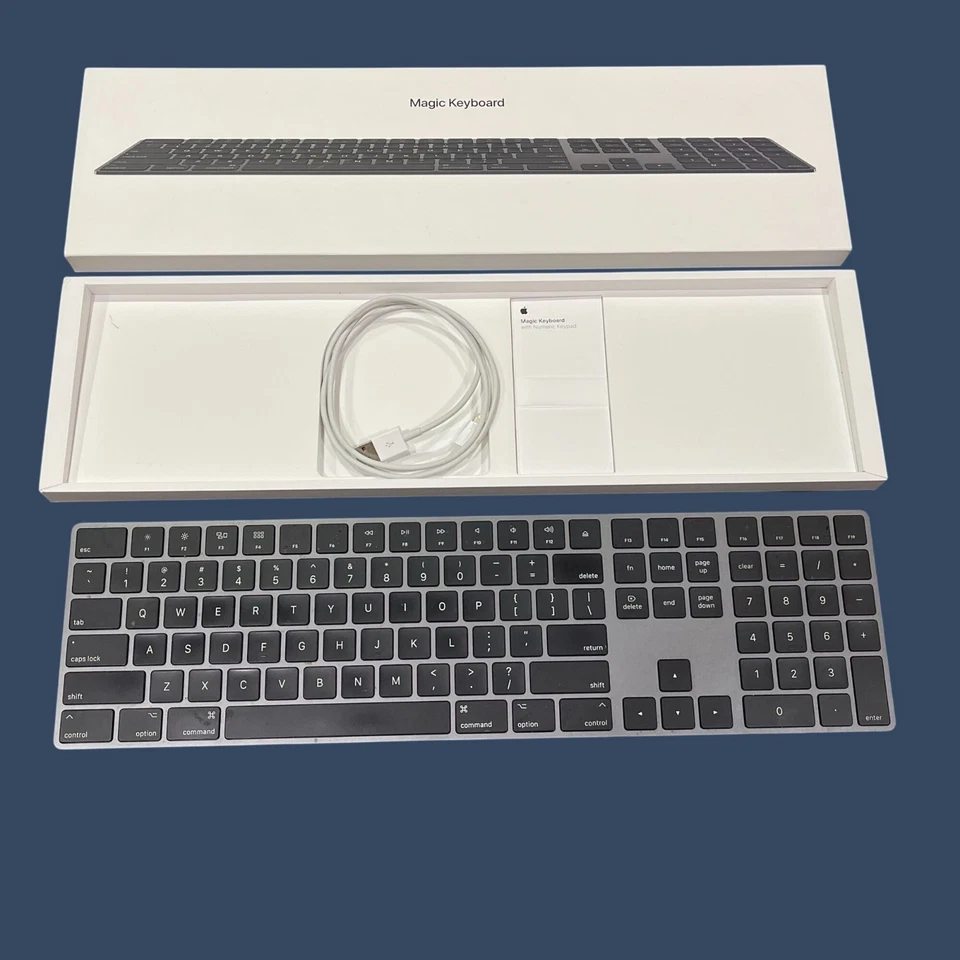 Apple Magic Keyboard w/ Numeric Keypad Space Gray A1843 Original Box Cable - Image 3 of 4
