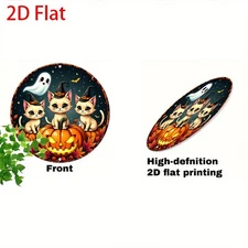 Black Cat Skull Round Aluminum Sign 8x8 Inch