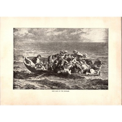 Don Juan In The Barque E Delacroix Byron's Don Juan 1896 Book Plate Print SC21