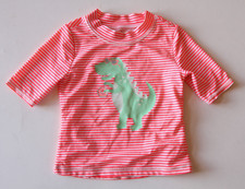 Carters Girls 7 Swim Shirt 3/4 Sleeve Sun Protection Rash Guard Pink Stripe Dino