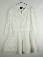 NWT Gap Eyelet Lace Tiered Mini Dress Womens L Tall White Cottagecore Boho