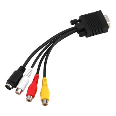 VGA SVGA auf S-Video 3 RCA AV TV Adapter Konverterkabel für PC Laptops mit Su...
