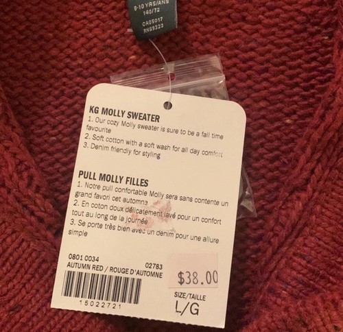 Roots Canada Cable Knit Button Up Red Cardigan Sweater Kids Size Large (9-10 yr) - Picture 6 of 6