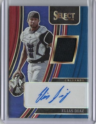 2022 Panini Select #SM-ED Elias Diaz Signature Materials Tri-Color #/49