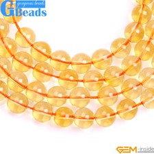 Round Yellow Citrine Clear Crystal Spacer Beads For Jewelry Making 15" 6mm 8mm