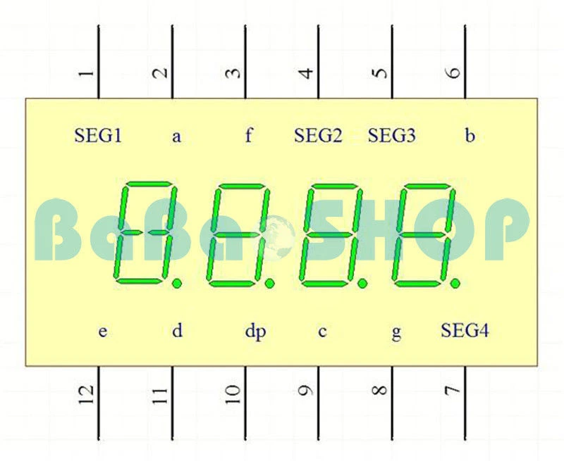 New 0.36" 0.36 inch Green LED 7 Segment Display 4 Digit Common Anode / Cathode - Image 4 of 4