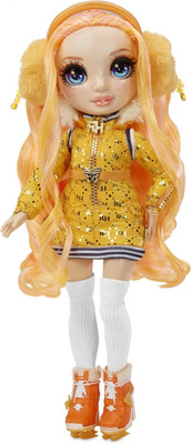 Winter Break Poppy Rowan   Orange Fashion Doll and Playset with 2 Designer Outfi