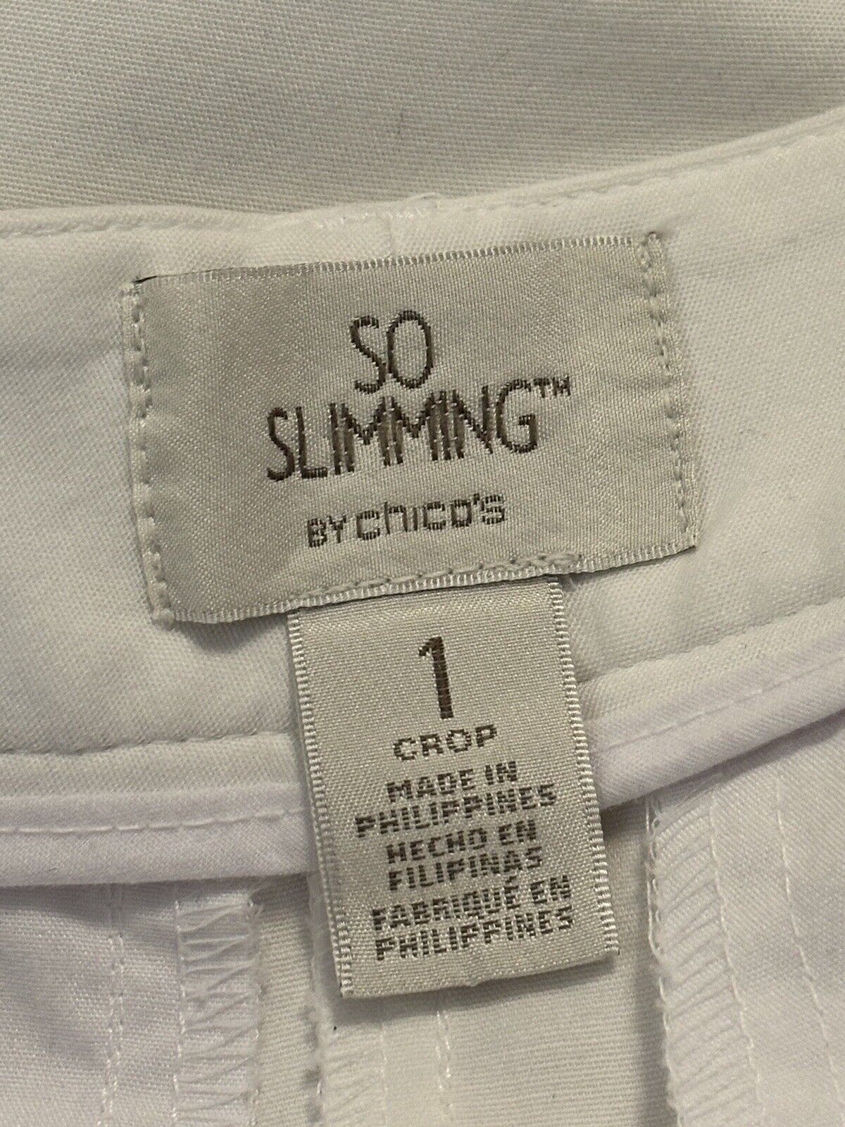 Chicos Size M White So Slimming Cropped Khaki Pan… - image 4