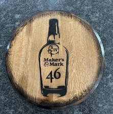 Authentic Bar Decor (Makers Mark) Bourbon Whiskey Barrel Lid wood wall art