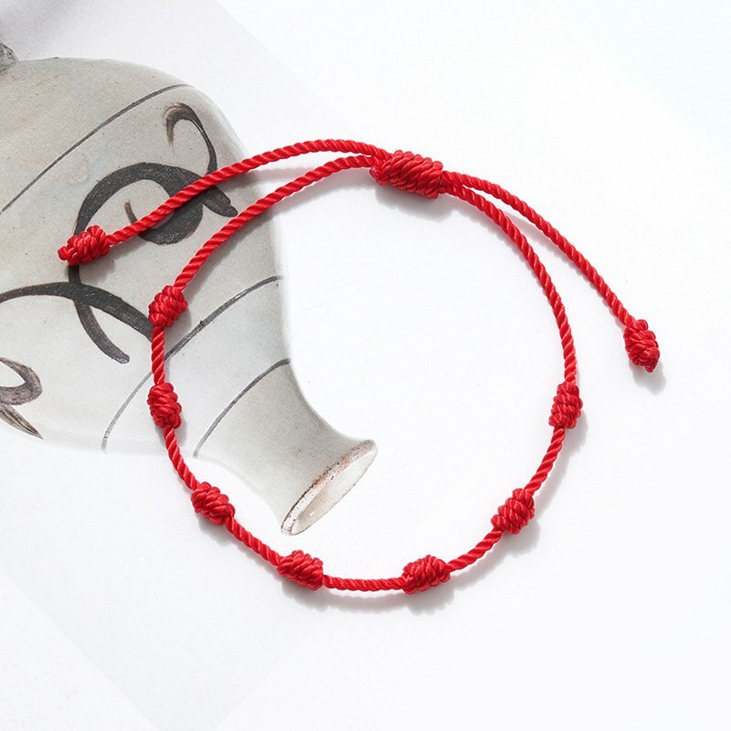 Handmade 7 Knot Lucky Red String Braided Fate Bracelet