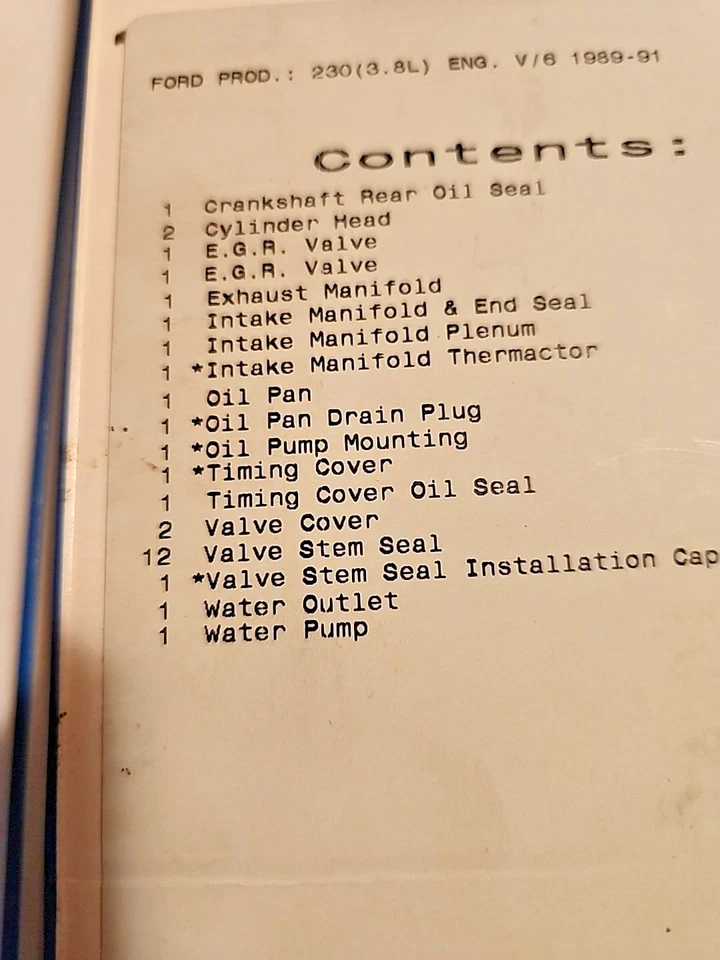 VICTOR REINZ FULL SET GASKETS FOR FORD 1988-1992 V6 3.8L MUSTANG COUGAR T-BIRD - Image 4 of 4