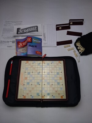 Scrabble Crossword Board Game- Folio Travel Edition with Case. Missing 2-
